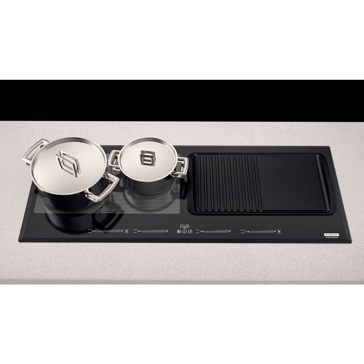 Cooktop por Induo Tramontina Slim Slider Bridge 4EI 90 em Vidro Preto